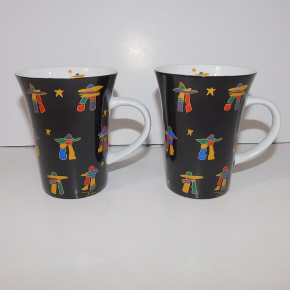 Set 2 Retired Oscardo Dawn Oman Inukshuk native aboriginal Porcelain Mug - Picture 2 of 9